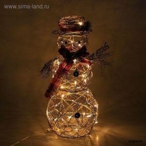 Фигура дерв.&quot;Снеговик малый&quot; 30 led, 27 х 27 х 63 см, 220 В, ТЕПЛ.БЕЛЫЙФигура дерв.&quot;  1850 руб